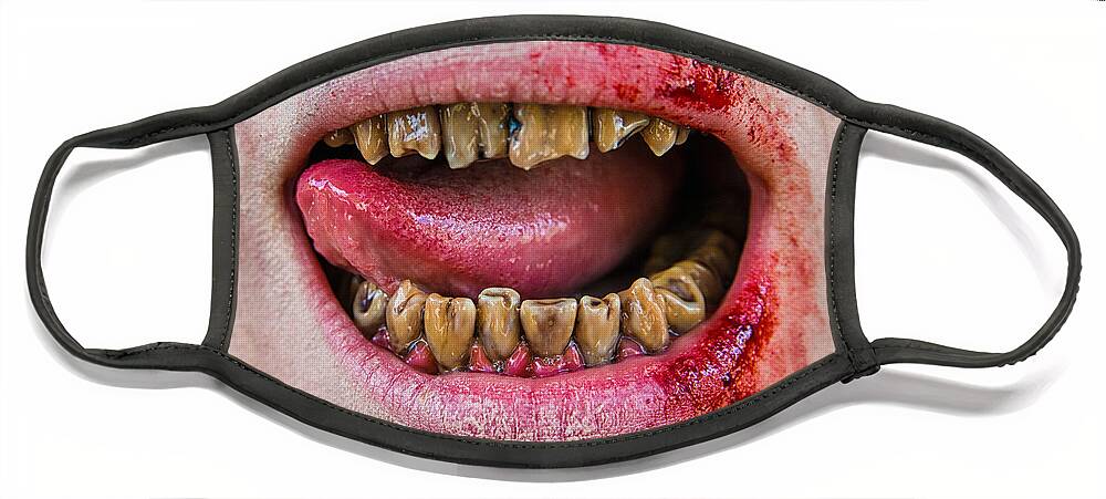 Teeth Face Mask featuring the photograph Zombie mouth and teeth by Matthias Hauser