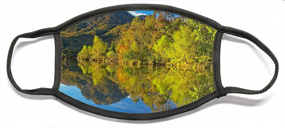 Autumn Face Mask featuring the photograph Autumn Reflections by Allen Nice-Webb
