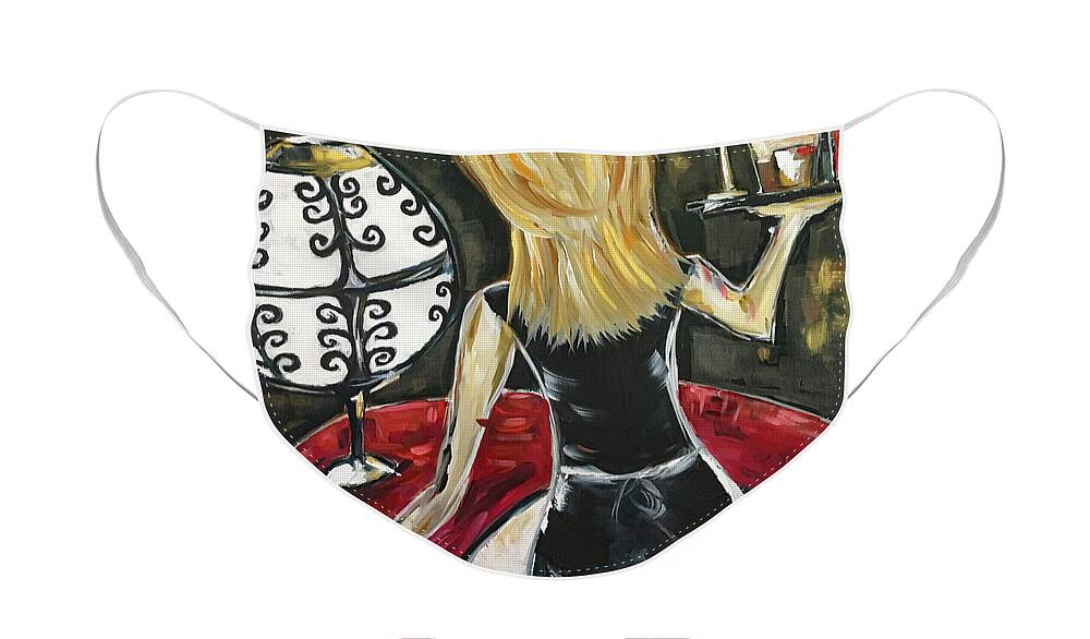 Bartender Face Mask featuring the painting Bottoms Up featuring Roxy Rich #1 by Roxy Rich
