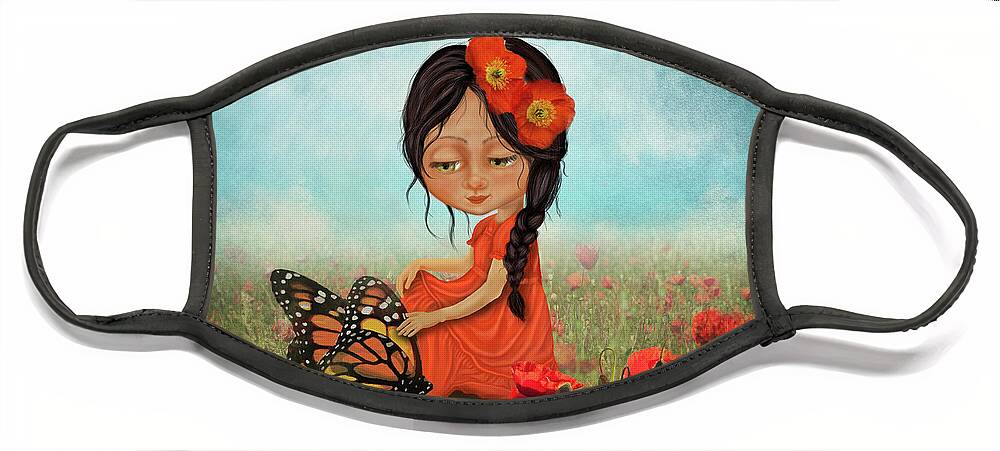 Butterfly Whisperer Face Mask featuring the digital art Butterfly Whisperer by Laura Ostrowski