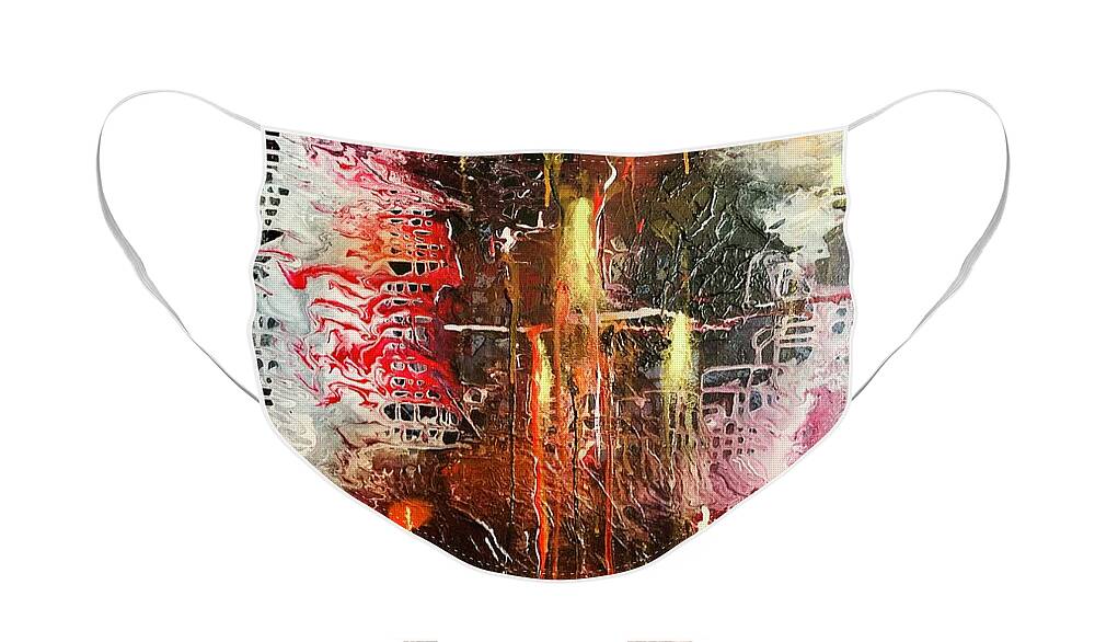 Acrylic Face Mask featuring the painting Conflagration #1 by Laura Jaffe