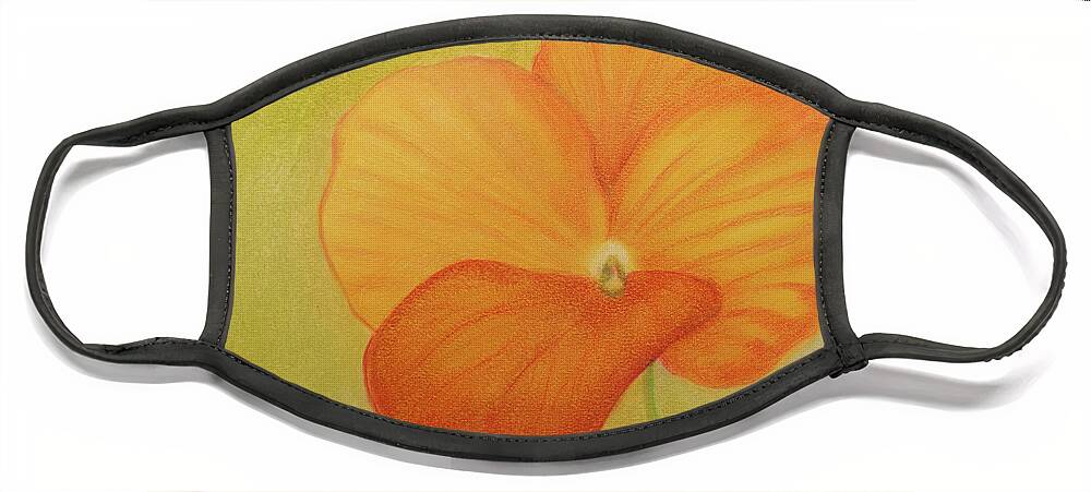 Art Face Mask featuring the drawing Orange Pansy #1 by Dorothy Lee