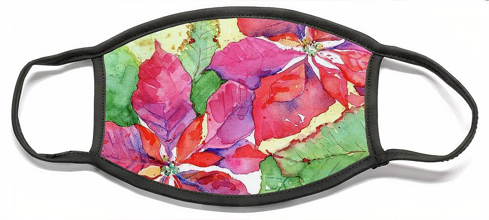 Poinsettia Face Mask featuring the painting Poinsettia by Rebecca Matthews