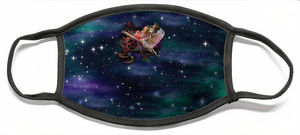 Children Face Mask featuring the mixed media Soaring Through the Galaxy by Colleen Taylor