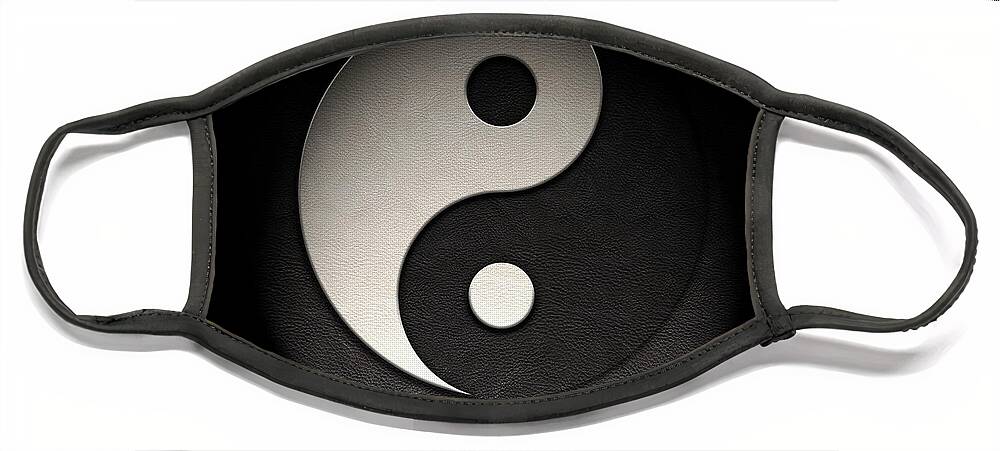 Aged Face Mask featuring the photograph Yin Yang Symbol Leather Texture #1 by Brian Carson