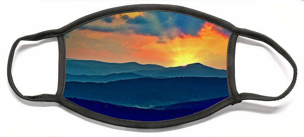 Sunset Face Mask featuring the photograph Blue Ridge Mountains Sunset by Meta Gatschenberger
