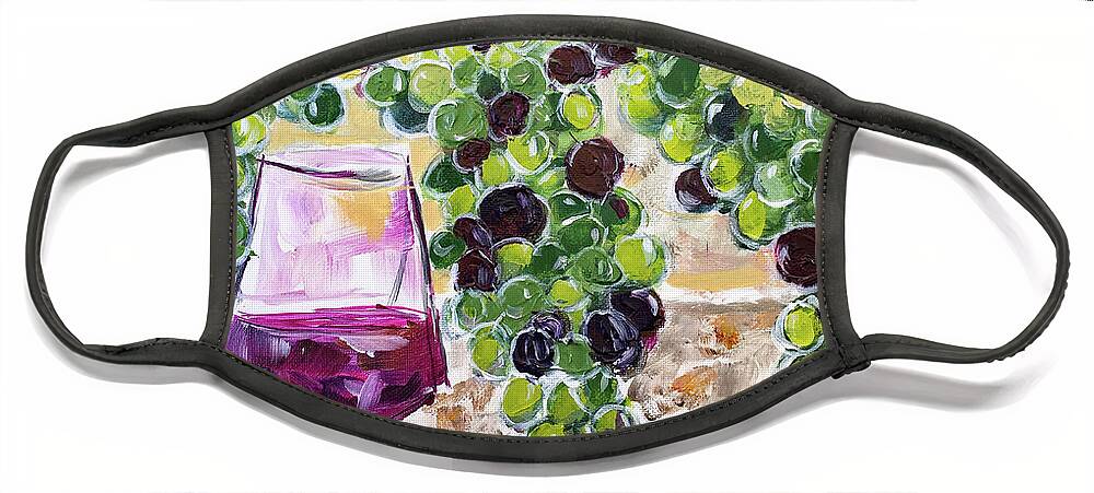 Wine Face Mask featuring the painting Summer Grapes by Roxy Rich