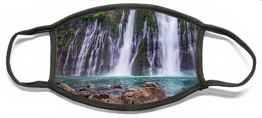 00571589 Face Mask featuring the photograph Waterfall, Mcarthur-burney Falls Memorial State Park, California #2 by Tim Fitzharris