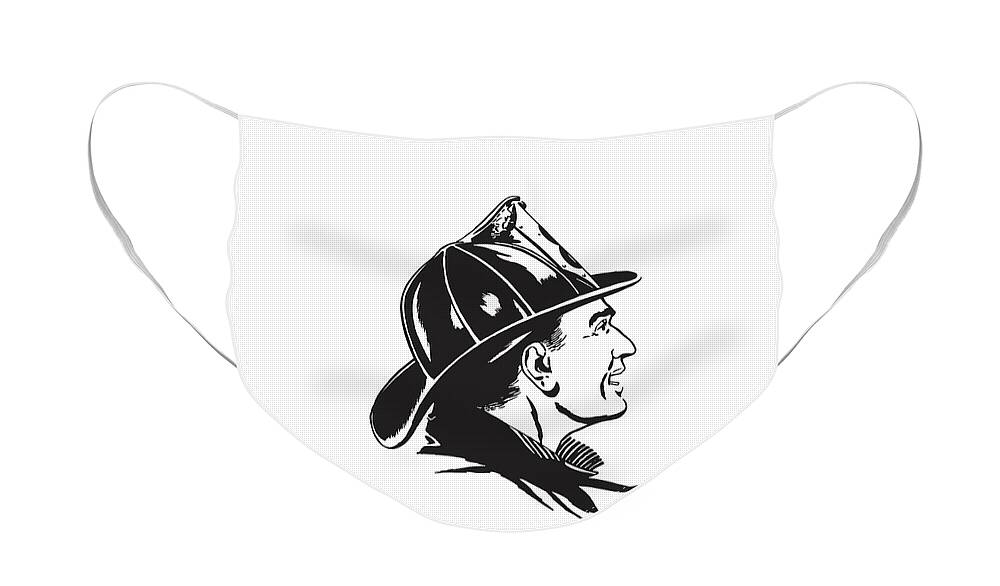 Accessories Face Mask featuring the drawing Fireman #3 by CSA Images