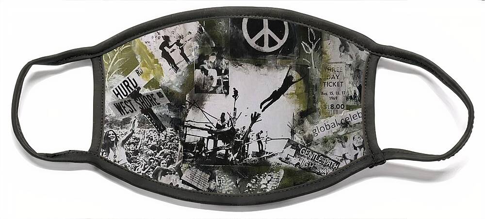  Face Mask featuring the mixed media Love Not War by Jamie Hoffman