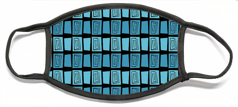  Face Mask featuring the digital art Mid Century Modern Maze by Donna Mibus