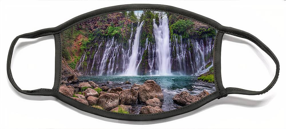 00571588 Face Mask featuring the photograph Waterfall, Mcarthur-burney Falls Memorial State Park, California #6 by Tim Fitzharris
