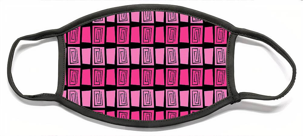Pink Face Mask featuring the digital art Mid Century Modern Maze by Donna Mibus