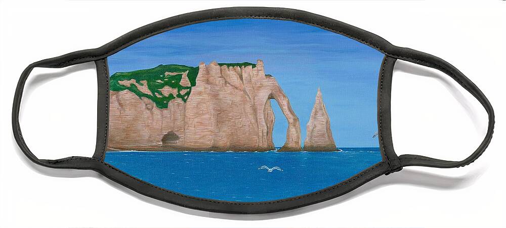 Etretat Face Mask featuring the painting A Day in Etretat by Aicy Karbstein