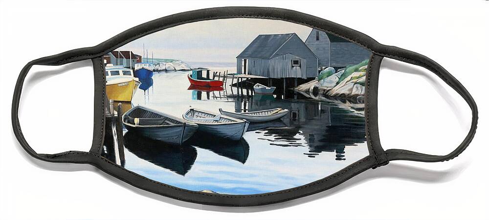125 Face Mask featuring the painting A Foggy Morning at Peggy's by Phil Chadwick