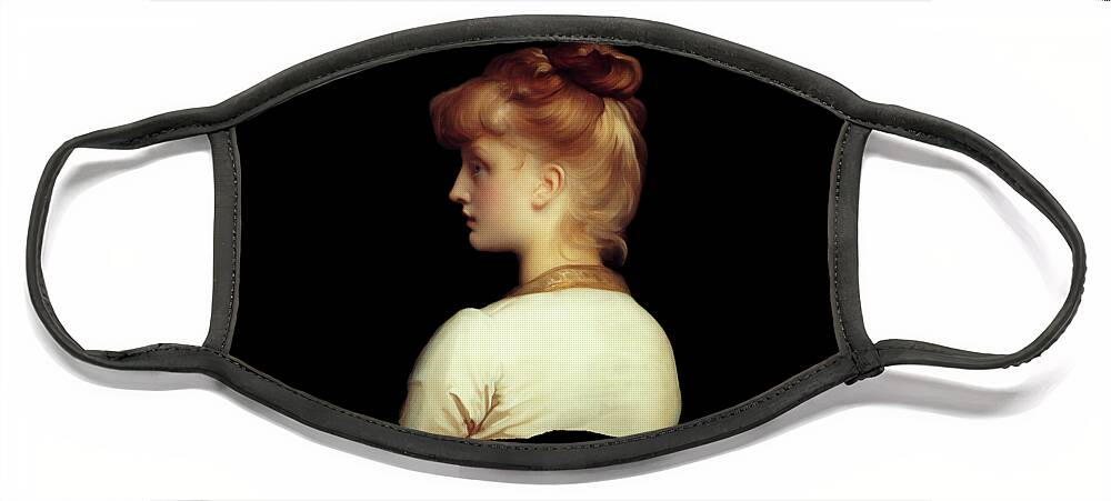A Girl Face Mask featuring the painting A Girl by Lord Frederic Leighton	 by Rolando Burbon