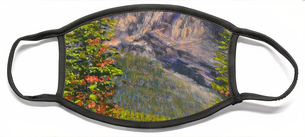 Mountains Face Mask featuring the pastel A Glimpse of Beauty by Lee Tisch Bialczak