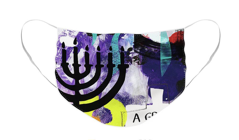 Hanukkah Face Mask featuring the painting A Great Miracle- Art by Linda Woods by Linda Woods