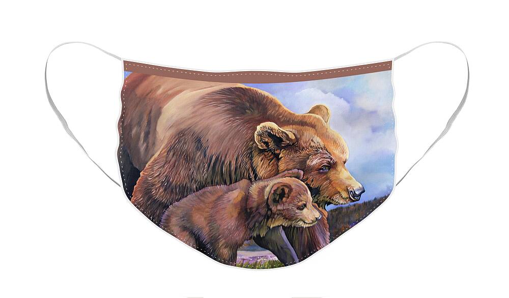 Bear Face Mask featuring the painting A Larger World by J W Baker