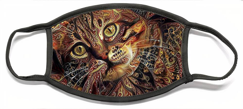 Cat Face Mask featuring the digital art A Little Cinnamon by Peggy Collins