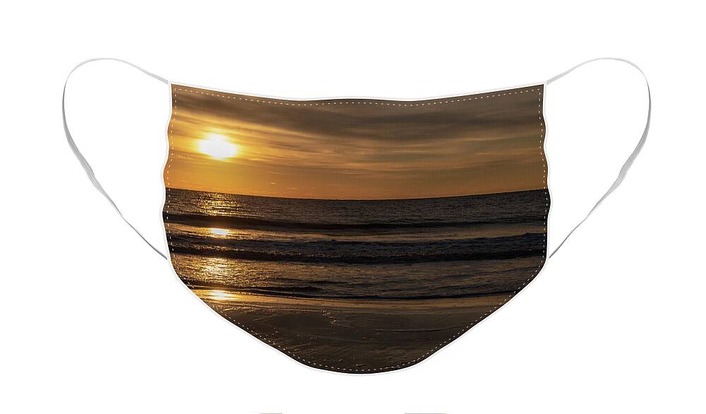 Sunrise Face Mask featuring the photograph A Reflective Morning On Hilton Head Island No. 0387 by Dennis Schmidt