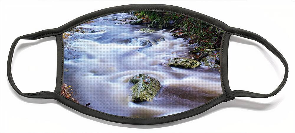 Great Smoky Mountains National Park Face Mask featuring the photograph A River Runs Through Autumn by Greg Norrell