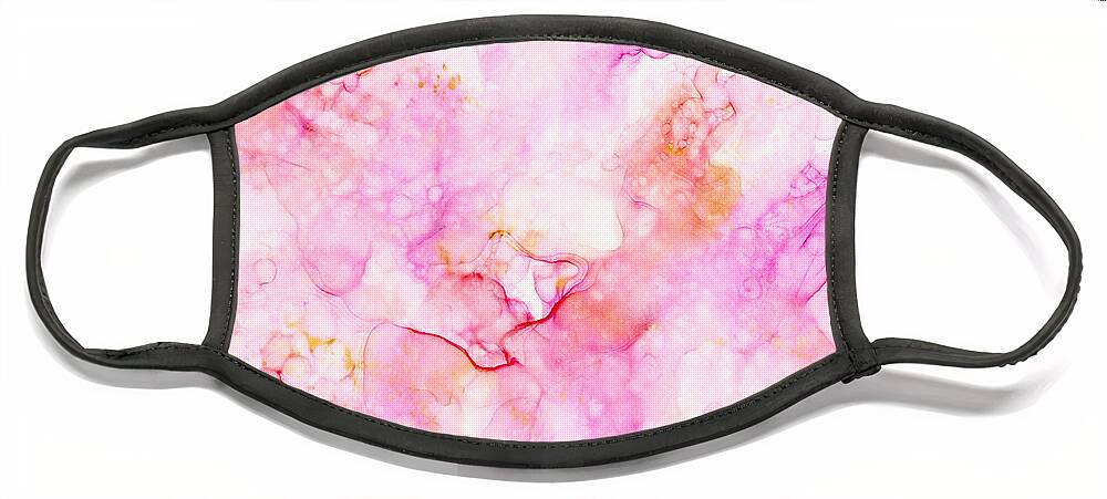 Pink Face Mask featuring the painting Abstract 36 by Lucie Dumas