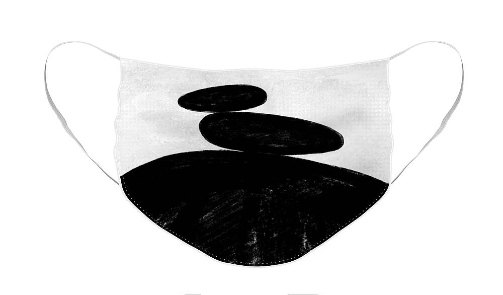 Black And White Face Mask featuring the painting Abstract Black and White No.35 by Naxart Studio