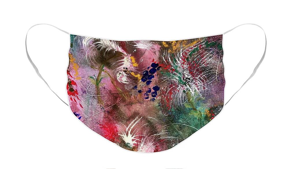Acrylic Face Mask featuring the painting Abstract Floral by Laura Jaffe