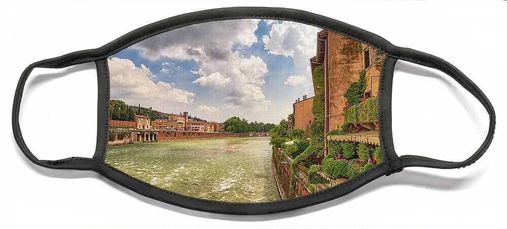 Adige Face Mask featuring the photograph Adige river in Verona by Vivida Photo PC