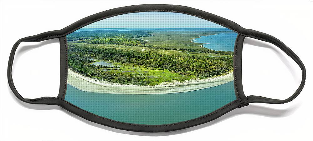 Sand Face Mask featuring the photograph Aerial view Jekyll Island by Rod Gimenez