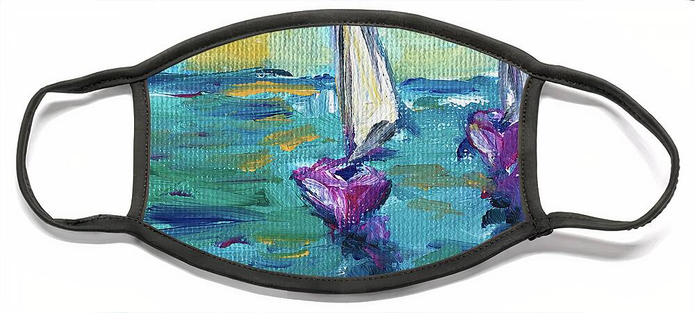 Sailboats Face Mask featuring the painting Afternoon Sail by Roxy Rich