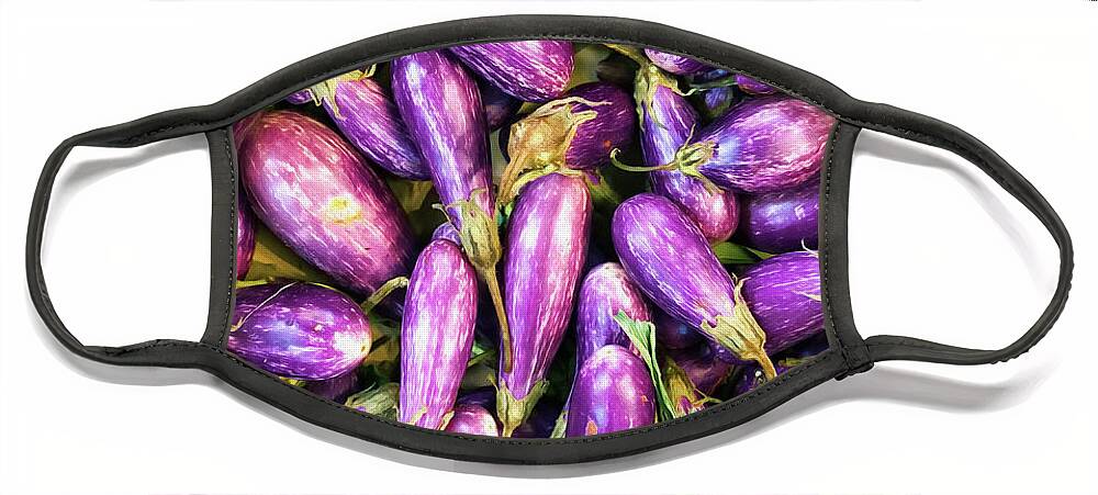 New York Face Mask featuring the photograph An Abundance of Eggplant by Lenore Locken