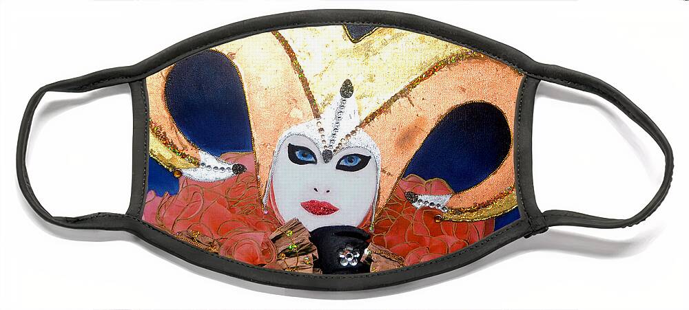 Carnival Of Venice Face Mask featuring the mixed media Andrea - Carnival of Venice by Anni Adkins