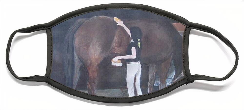 Acrylic Face Mask featuring the painting Ani and Jose by Paula Pagliughi
