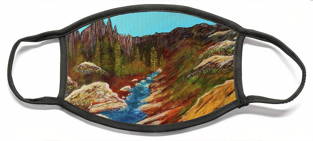 Ansel Face Mask featuring the painting Ansel Adams Wilderness by Randy Sylvia