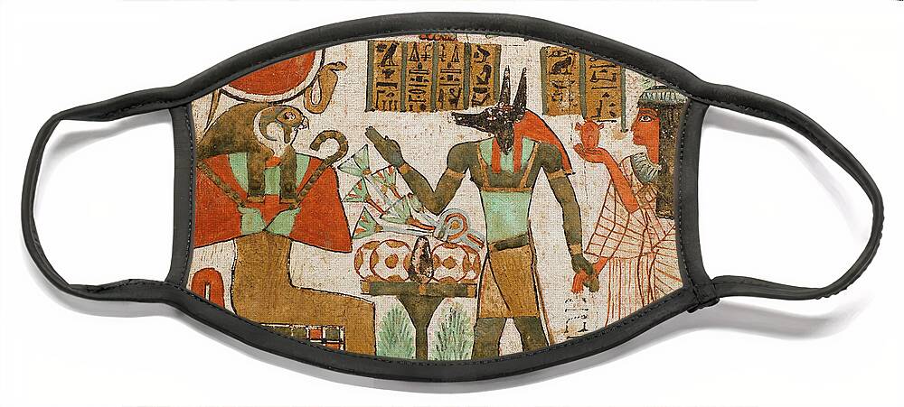 Ancient Face Mask featuring the painting Anubis Leading The Deceased by Science Source