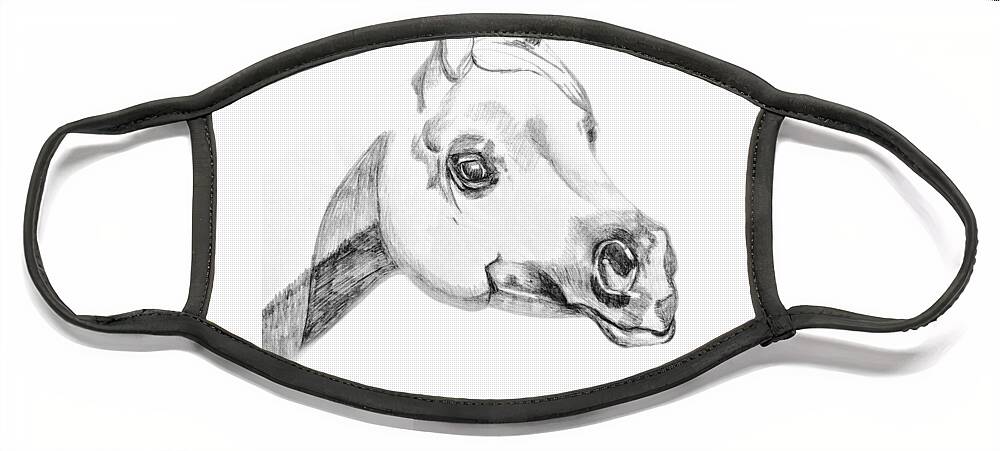 Horse Face Mask featuring the drawing Arabian Horse by Equus Artisan
