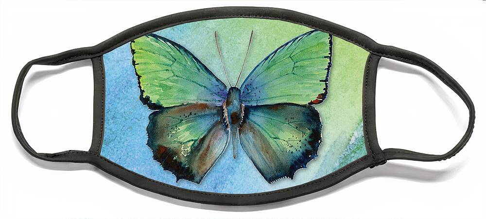 Butterfly Greeting Card Face Mask featuring the painting Arhopala Aurea Butterfly by Amy Kirkpatrick