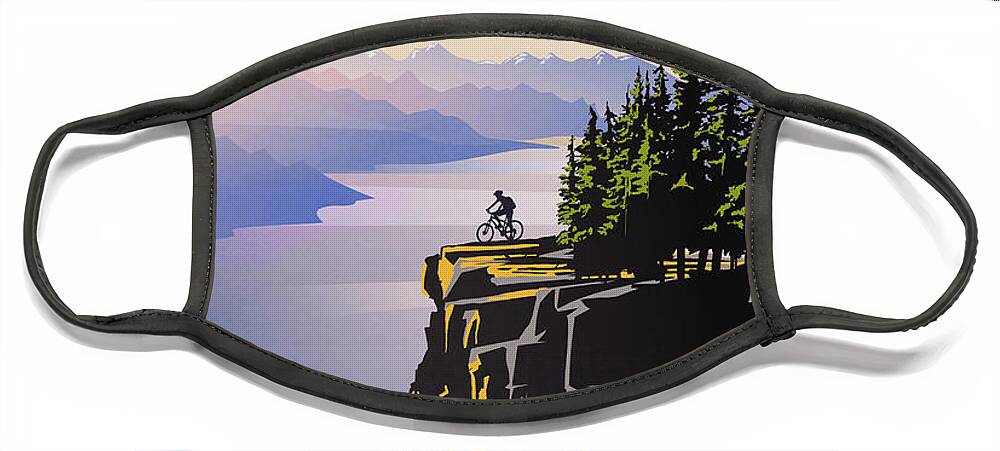 Cycling Art Face Mask featuring the painting Arrow Lake Solo by Sassan Filsoof