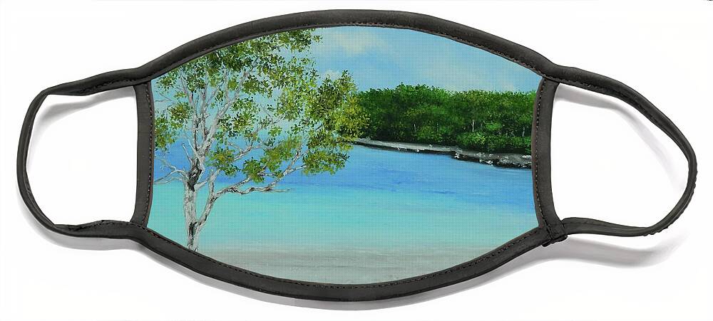 Tropical Landscape Face Mask featuring the painting Art Heals 2 by Kenneth Harris