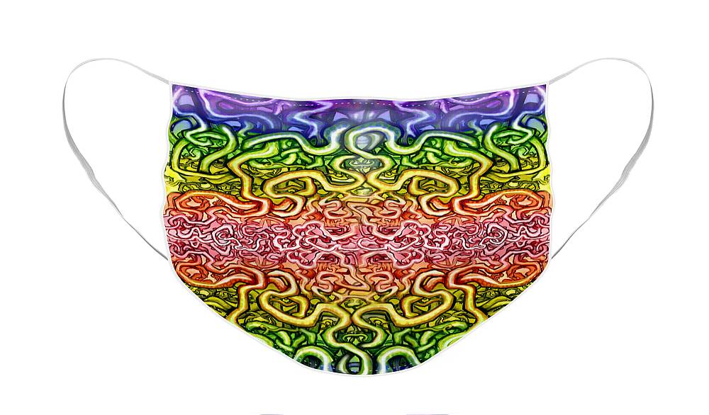 Interwoven Face Mask featuring the digital art Interwoven Double Rainbow by Kevin Middleton