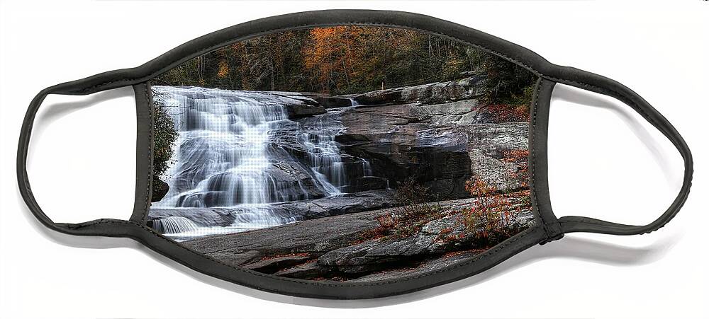 Triple Falls Face Mask featuring the photograph At The Base Of Triple Falls by Carol Montoya