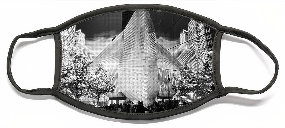 Reflections Face Mask featuring the photograph At the World Trade Center - A New York Impression by Steve Ember