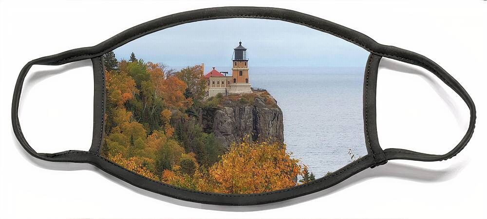 Lighthouse Face Mask featuring the photograph Autumn at Split Rock Lighthouse by Susan Rissi Tregoning
