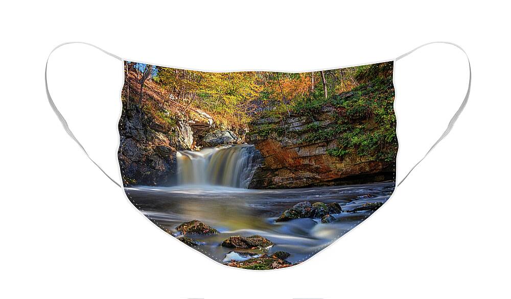 Doane's Falls Face Mask featuring the photograph Autumn Day at Doane's Falls by Kristen Wilkinson