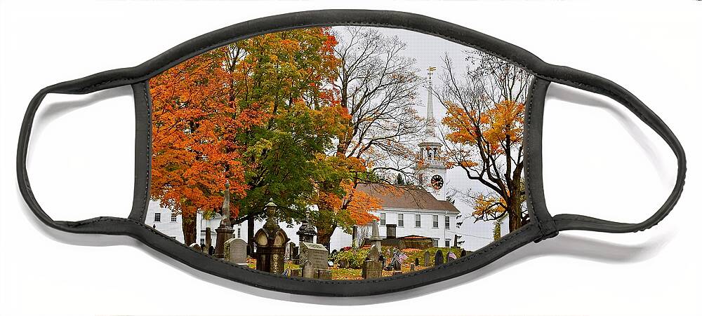 Mountain View Cemetery Face Mask featuring the photograph Autumn in Shrewsbury, Massachusetts by Monika Salvan
