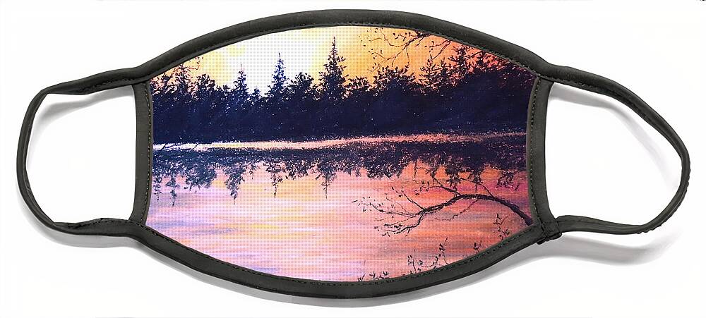 Sunset Face Mask featuring the painting Autumn Nights by Jen Shearer