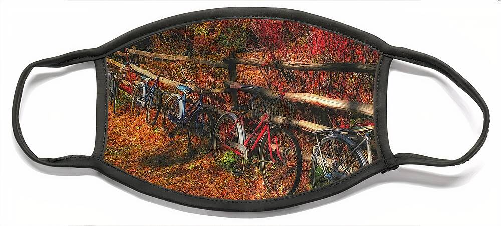 Bike Face Mask featuring the photograph Autumn Rest Stop by Mountain Dreams