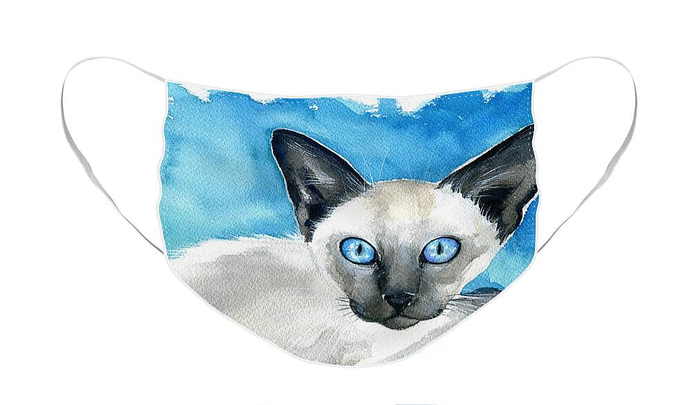 Siamese Face Mask featuring the painting Baby Siamese Chic by Dora Hathazi Mendes